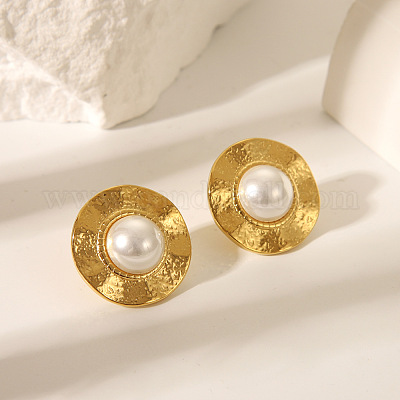 Винтажные женские комплекты из круглых серег-гвоздиков и колец-манжет из нержавеющей стали 304 в китайском стиле ZU7314-1-1