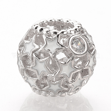 Perles européennes en laiton avec zircone cubique de micro pave ZIRC-T002-89E-1