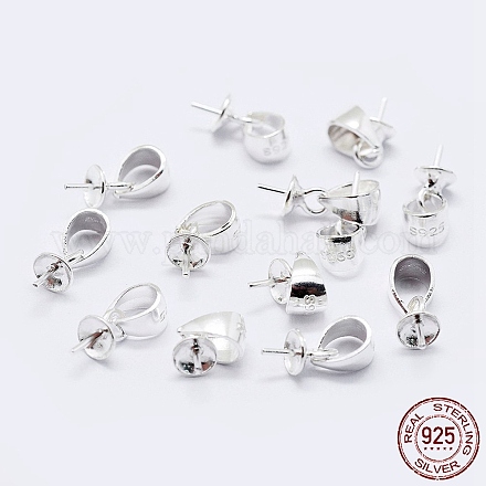925 pin ciondoli in argento sterling perla tazza cauzione STER-F036-07S-3mm-1