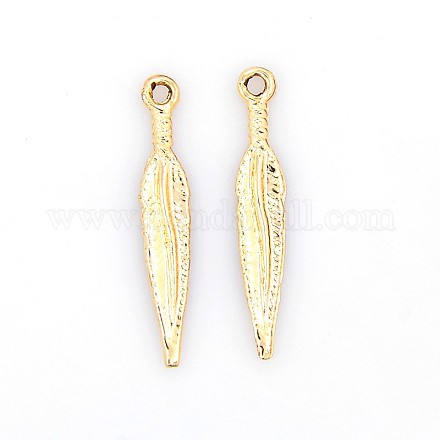 Nickel Free & Lead Free Golden Plated Alloy Holly Leaf Pendants PALLOY-J218-168G-NR-1