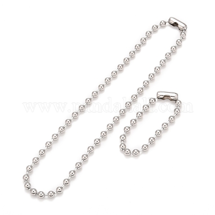 304 ensemble collier et bracelet chaîne boule en acier inoxydable STAS-D181-02P-01D-1