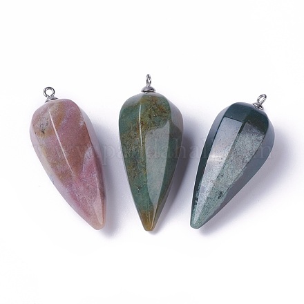 Natural Indian Agate Pointed Pendants G-E541-10E-1
