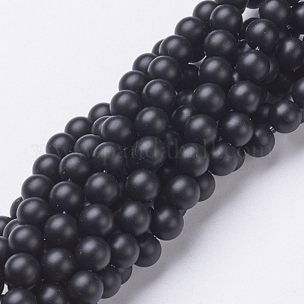 Natürliche schwarze Achat Perlen Stränge X-G-D543-6mm-1
