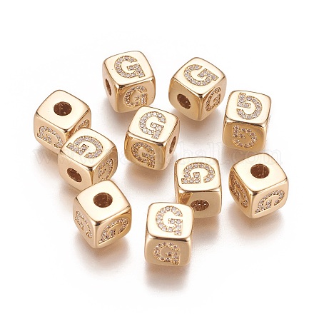 Perles de zircone cubique micro pave en Laiton KK-K238-16G-G-1