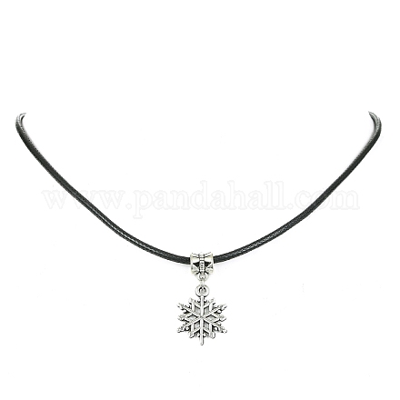 Ожерелья с подвесками из тибетского сплава в виде снежинок NJEW-JN04538-02-1