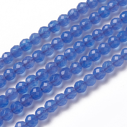 Naturali agata blu fili di perline G-F596-12C-3mm-1