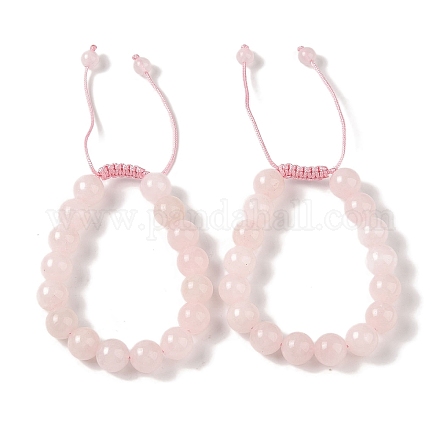 Браслеты из плетеных бусин круглой формы из розового кварца диаметром 10 мм BJEW-C067-01C-20-1
