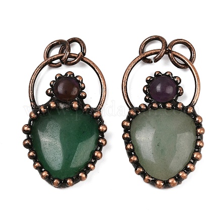 Подвески из натурального зеленого авантюрина и натурального аметиста G-Z101-06R-04-1
