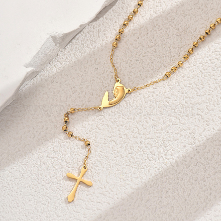 Женские четки с подвеской в виде креста из нержавеющей стали 201 PR5639-1