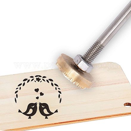 Olycraft Holz Leder Kuchen Branding Eisen 3cm Branding Eisen Stempel individuelles Logo BBQ Hitzestempel mit Messingkopf und Holzgriff für die Holzbearbeitung AJEW-WH0113-15-129-1