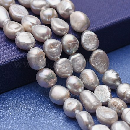 Brins de perles de culture d'eau douce naturelles galvanisées PEAR-P060-16A-1