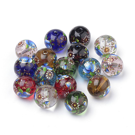 Perles en verre imprimées GFB-Q001-10mm-C-1