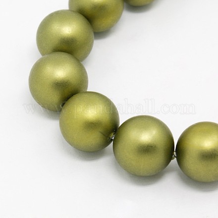 Round Shell Pearl Frosted Beads Strands BSHE-I002-6mm-18-1