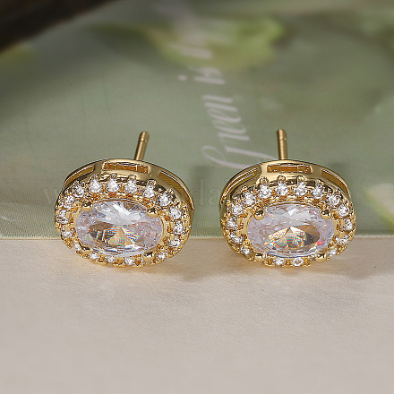 Серьги-гвоздики из циркония EJEW-Z128-01G-03-1