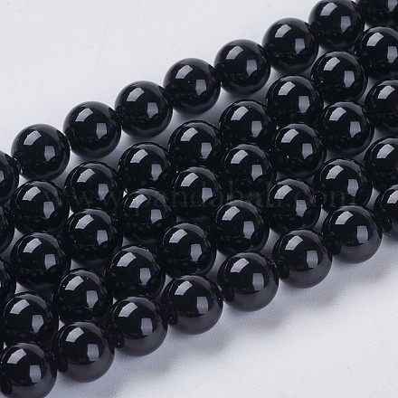 Natürliche schwarze Onyxperlenstränge X-G-G591-6mm-06-1