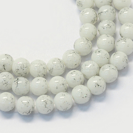 Chapelets de perles rondes en verre peint de cuisson DGLA-Q019-8mm-41-1
