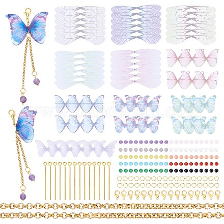 Sunnyclue 60 pièces en tissu polyester papillon et aile de libellule DIY-SC0016-79-1