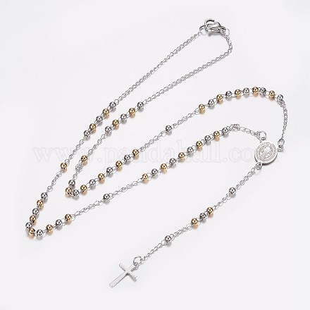 Collares de cuentas de rosario de 304 acero inoxidable NJEW-I205-11A-1