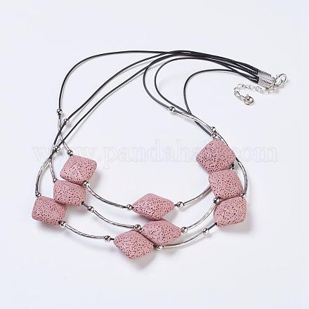 Waxed Cord Tiered Necklaces NJEW-P185-B05-1