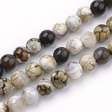 Chapelets de perle en agate naturelle patinée G-S249-03-8mm-1