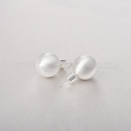 Латунные накладные затычки для ушей с круглым шариком для женщин EJEW-G391-24B-S-1