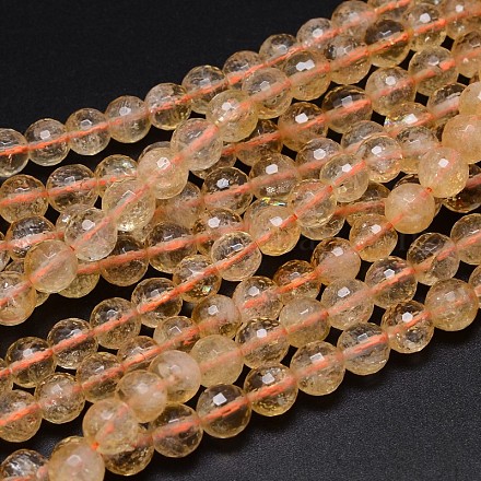 Chapelets de perles de citrine naturelle G-O094-14-8mm-1