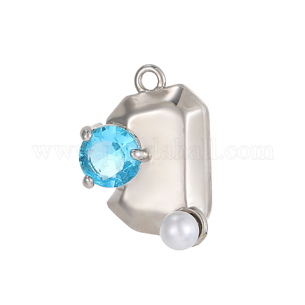 Прямоугольные подвески из нержавеющей стали 304 с кубическим цирконием STAS-OY004-24P-1