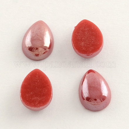 Pearlized Plated Opaque Glass Cabochons PORC-S778-4x7-24-1