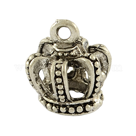 Tibetan Style Alloy 3D Crown Charms TIBEP-3584-AS-RS-1