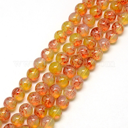 Chapelets de perles en verre peint DGLA-Q023-6mm-DB42-1