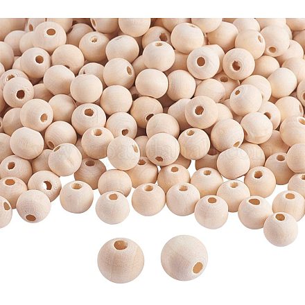 PandaHall Elite about 500pcs 10mm Natural Round Wooden Beads Assorted Round Wood Ball Loose Spacer Beads for DIY Jewelry Craft Making Home Decorations Party Decorations WOOD-PH0008-19-1