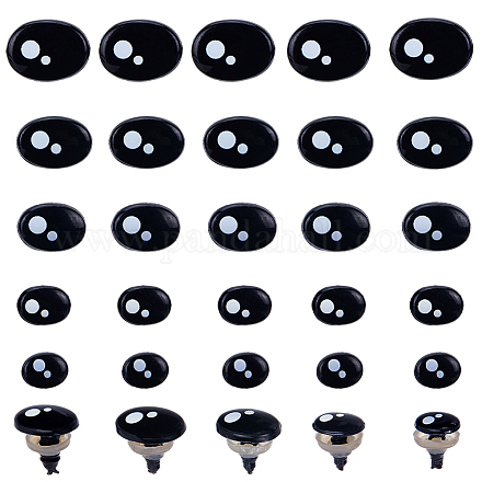 GORGECRAFT A Box 5 Sizes 100Pcs Safety Eyes Plastic Craft Doll Eye with Washers Black Crochet Eyes for Puppet Dog Bear Teddy Plush Stuffed Animal Making Crafts Supplies 16.5mm 15mm 13mm 10mm 9mm DOLL-GF0001-03-1