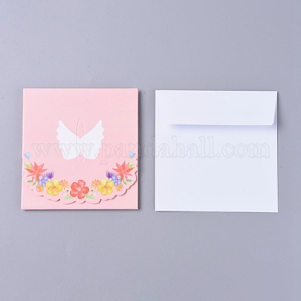 Sobres y estampado floral juegos de tarjetas de agradecimiento DIY-I029-01A-1