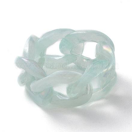 Transparent Acrylic Curb Chain Finger Rings RJEW-JR00312-01-1