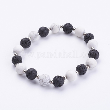 Bracelets extensibles avec perles en howlite mate synthétique BJEW-JB03229-02-1