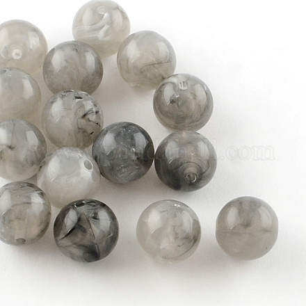 Круглый имитация драгоценных камней акриловые бусины OACR-R029-8mm-04-1