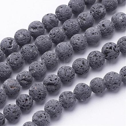 Fili di perle di roccia lavica naturale non cerati G-F309-10mm-1