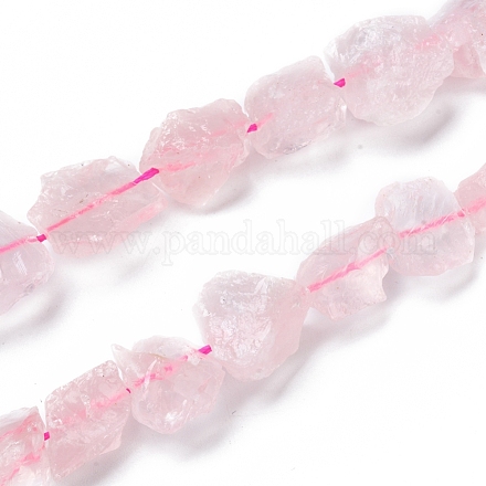 Granos naturales de abalorios de cuarzo rosa G-I283-E05-1