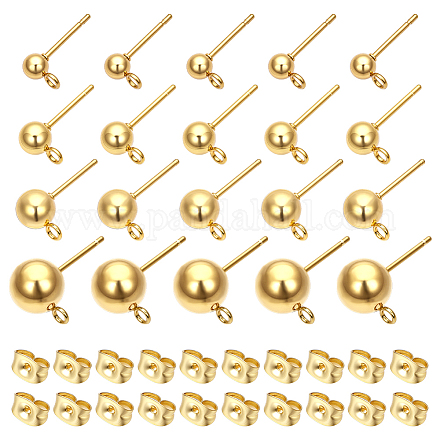 60 шт. 4 стиля фурнитуры для сережек-гвоздиков из нержавеющей стали 304 STAS-NB0001-99-1