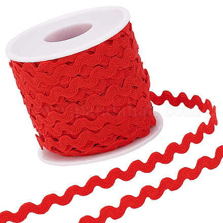 GORGECRAFT 1 Roll 27yd/25m RIC Rac Trim Ribbon Wave Sewing Bending Fringe Trim 5mm/0.2 inch for Sewing Flower Making Wedding Party Lace Ribbon Craft(Red) OCOR-GF0001-53A-1