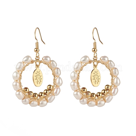 Pendientes colgantes de latón con perlas de perlas EJEW-JE04568-03-1