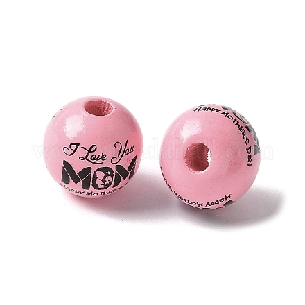 Тема дня матери печатные деревянные европейские бусины WOOD-F016-13-1