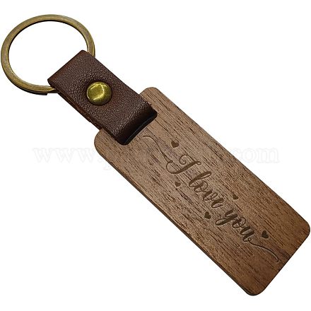 Porte-clés en bois de noyer KEYC-WH0044-003-1
