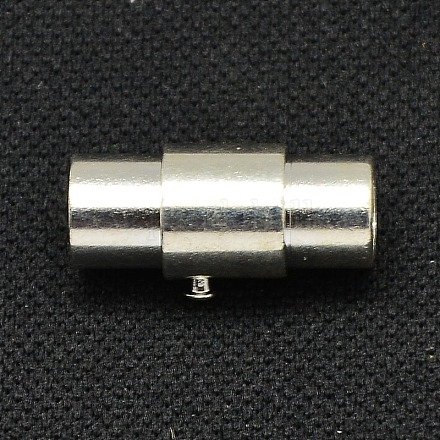 真鍮製マグネチックネジ式クラスプ  コラム  銀色のメッキ  19x12mm  穴：10mm X-KK-Q090-S-1