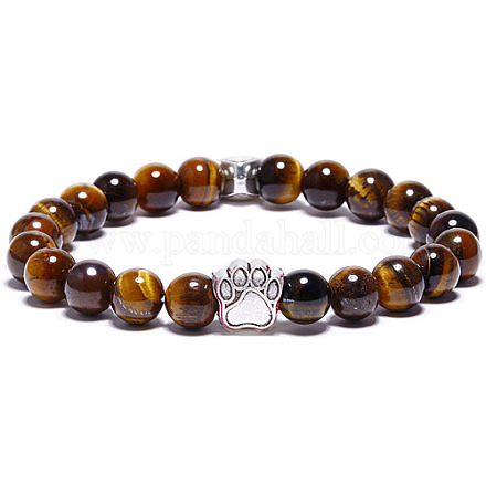Bracelets extensibles en perles d'oeil de tigre naturels pour femmes et hommes XZ2326-9-1