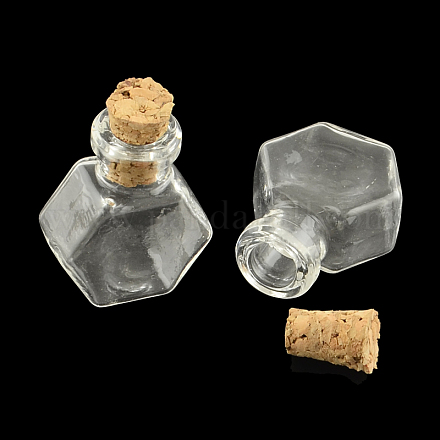 Botella de cristal hexagonal para los contenedores de abalorios X-AJEW-R045-03-1