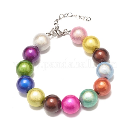 Bracelet de perles rondes en acrylique pour femme BJEW-JB07562-1