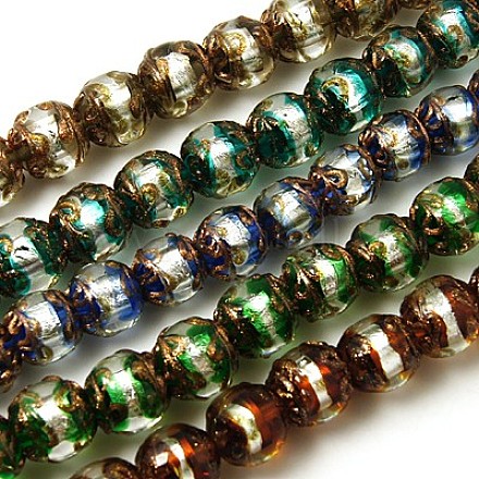 Chapelets de perles de feuille d'argent en verre FOIL-G018-14mm-M-1
