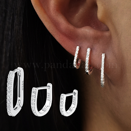 Элегантные серебряные серьги-кольца овальной формы s925 с микро-инкрустацией циркония UO7347-2-1