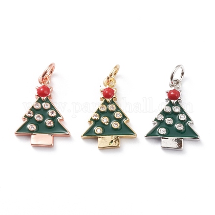 Ciondoli in ottone con micro pavé di zirconi trasparenti stile natalizio ZIRC-Z008-02-1
